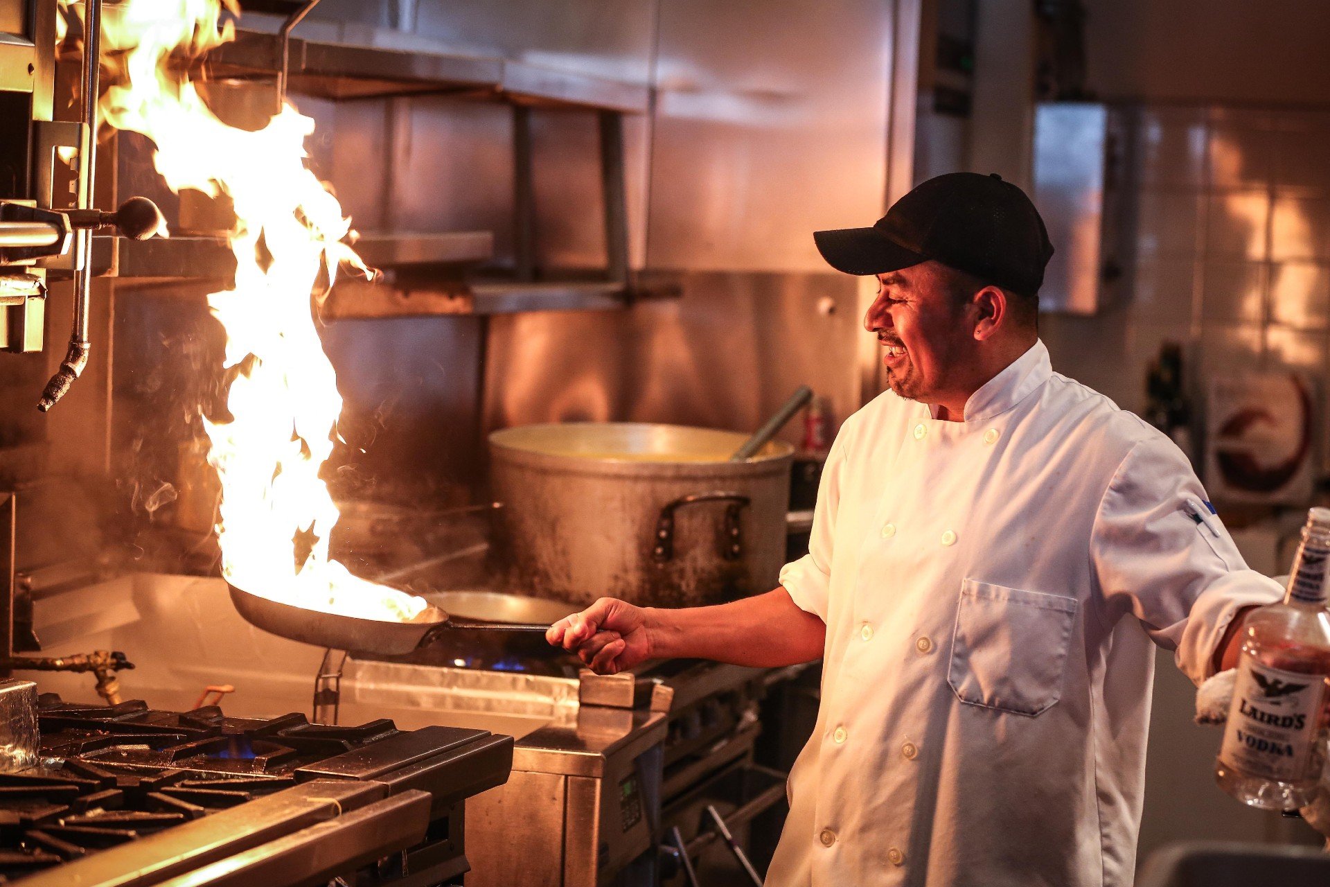Chef cooking Bubba Gump recipes